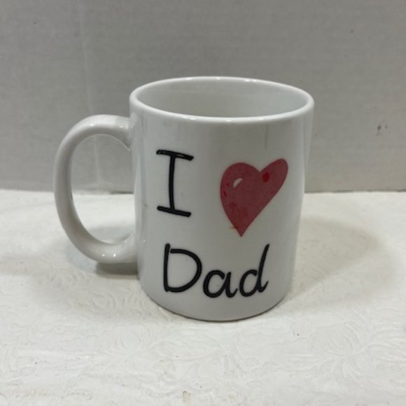 Vintage I ❤️ Dad Coffee Tea Mug Cup White Ceramic I Love Dad 9 Oz - Picture 4 of 7